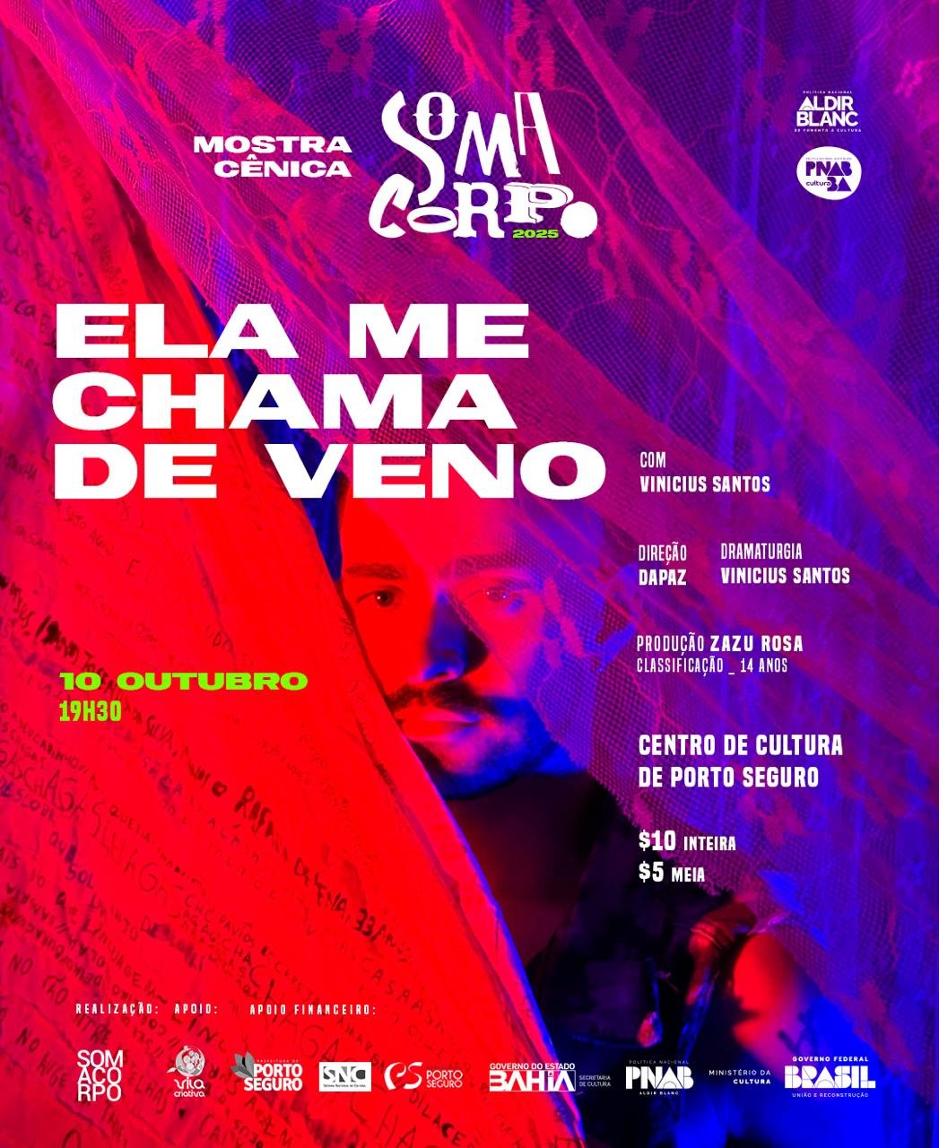 Mostra Cênica SomaCorpo apresenta espetáculo Ela me chama de Veno no Centro de Cultura