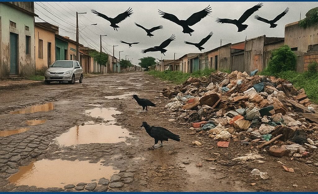 EUNÁPOLIS EM PÂNICO TOTAL: BURACOS, LAMA, LIXO E URUBUS TOMAM CONTA DA CIDADE