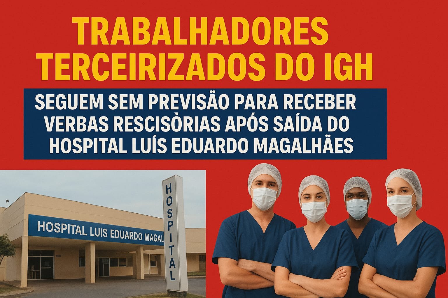 Trabalhadores terceirizados do IGH seguem sem previsão para receber verbas rescisórias após saída do Hospital Luís Eduardo Magalhães