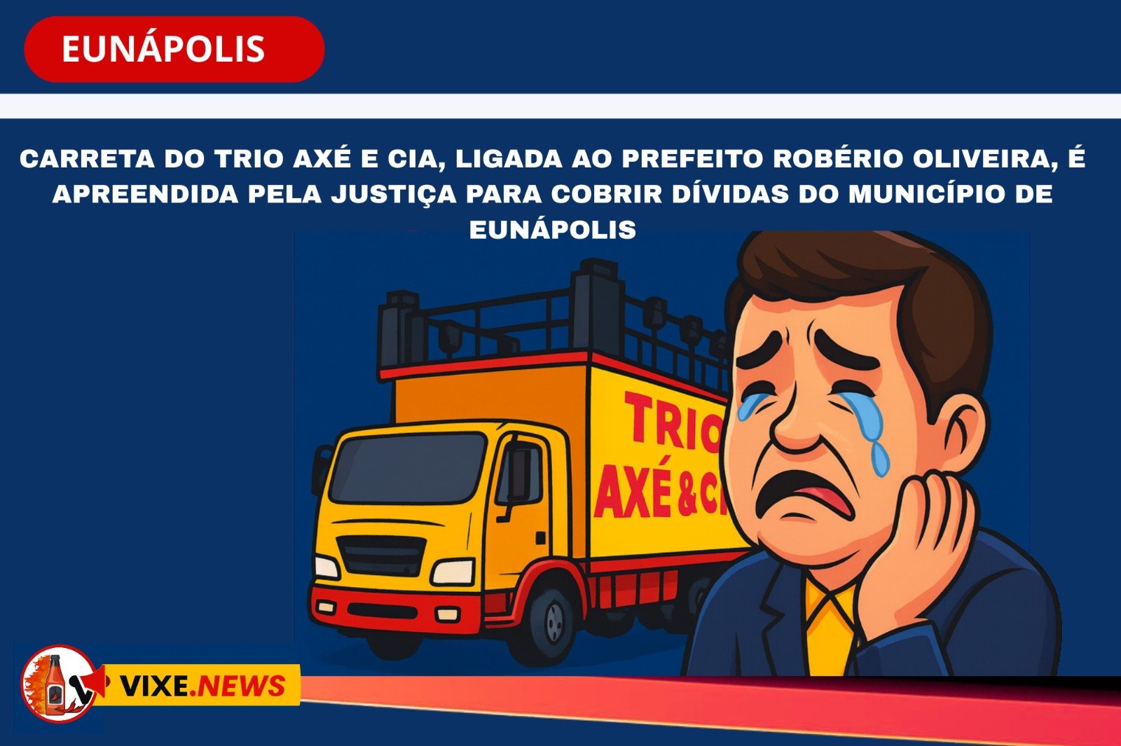 Carreta do Trio Axé e Cia, ligado ao prefeito Robério Oliveira, é Apreendida pela Justiça para cobrir dívidas do Município de Eunápolis