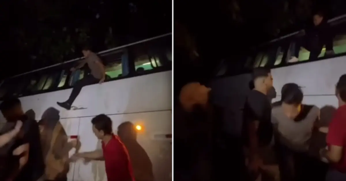 Ônibus com estudantes de Camacan cai em buraco na BR-101